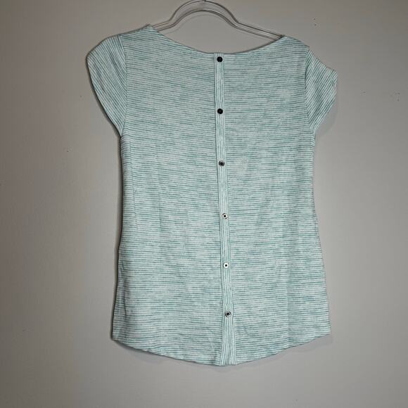 Market & Spruce Bravyan Blue Knit Top Button Back Detail NWT Medium Petite - Picture 4 of 7
